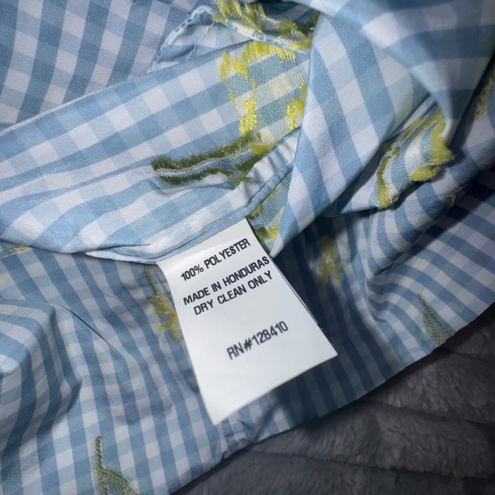 Ann Mashburn Women's Small Blue Gingham Floral Popover Shirt Dress Pockets Swish - Picture 6 of 14